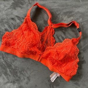 victoria secret orange lace bralette sz L